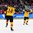GANGNEUNG, SOUTH KOREA - FEBRUARY 23: Germany's Brooks Macek #12 celebrates with Yannic Seidenberg #36 after scoring a first period goal on Team Canada during semifinal round action at the PyeongChang 2018 Olympic Winter Games. (Photo by Matt Zambonin/HHOF-IIHF Images)

